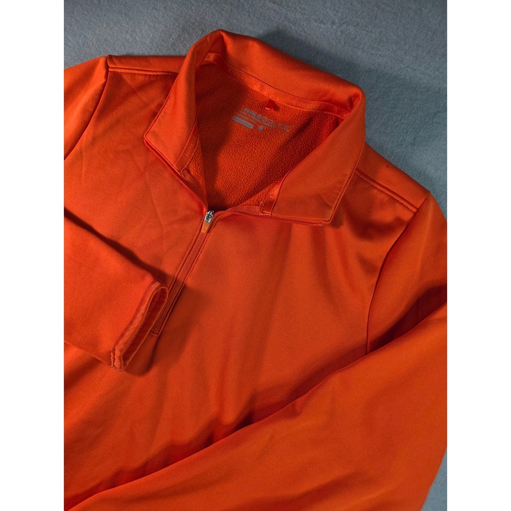 Nike Golf Mens Therma-FIT 1/4 Zip Pullover Jacket Orange Large Fleece Lined